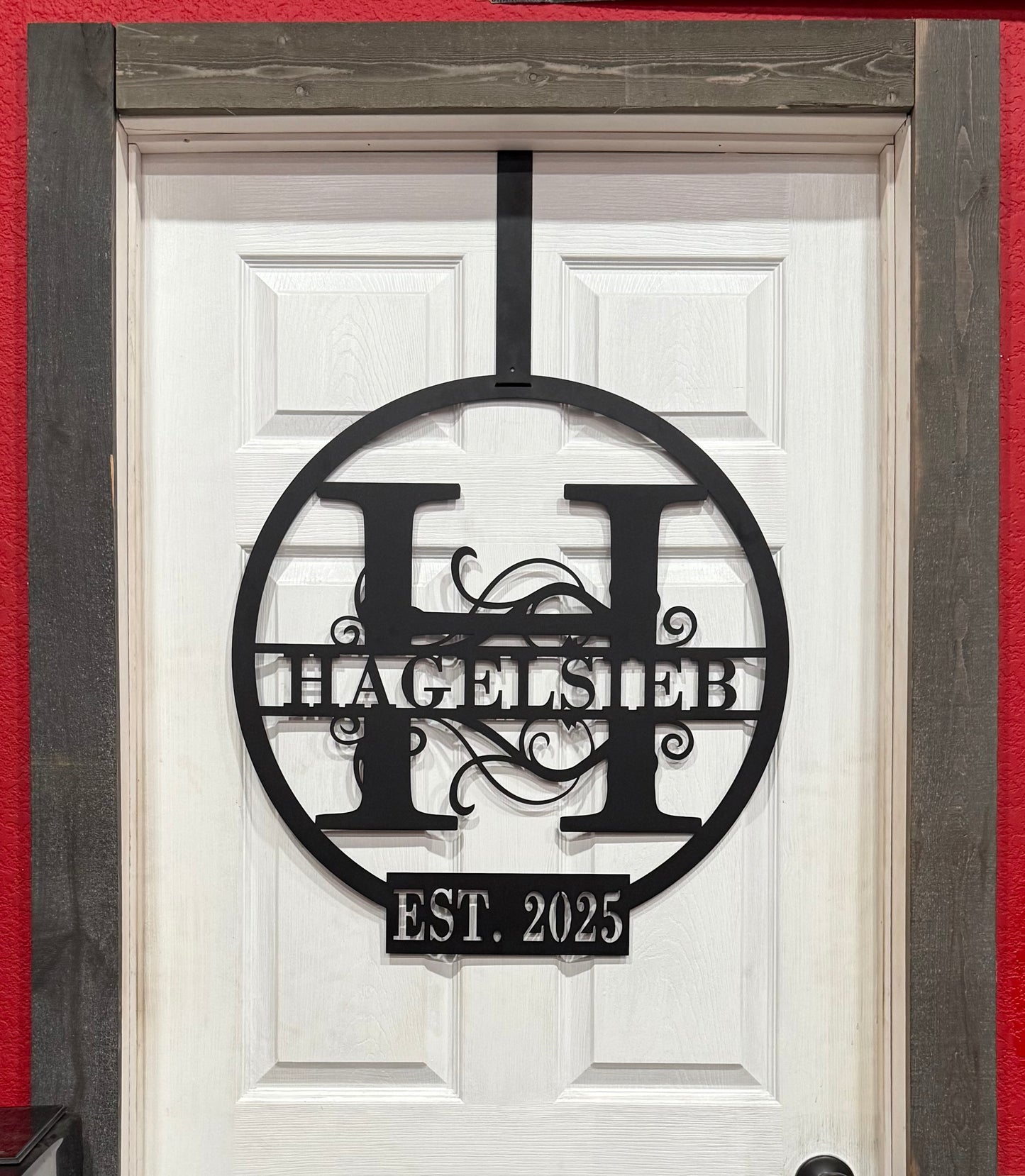 Personalized Monogram Wreath with Last Name and Established Date