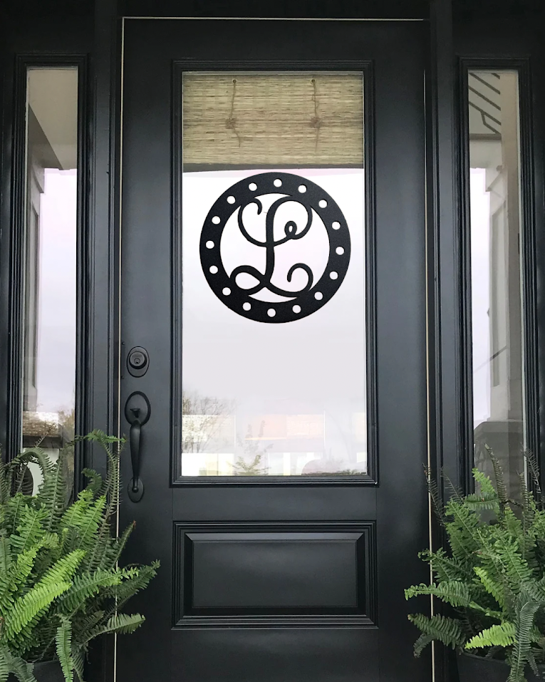 Personalized Monogram Initial Wreath with Ribbon Cut Outs