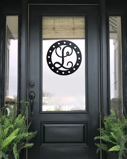 Personalized Monogram Initial Wreath with Ribbon Cut Outs